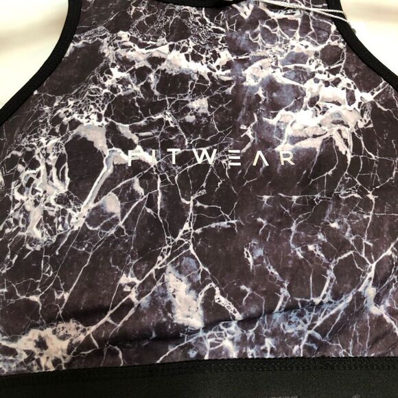 FITWEAR FASHION - NWT L Sz 12 “Grace” Crop Top w/Zippered Back/Marble/Black Trim - Picture 5 of 16